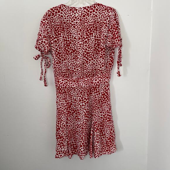 Rue Stiic Laguna Mini Dress Red White Heart Print Size M V-neck Valentines - Picture 4 of 13
